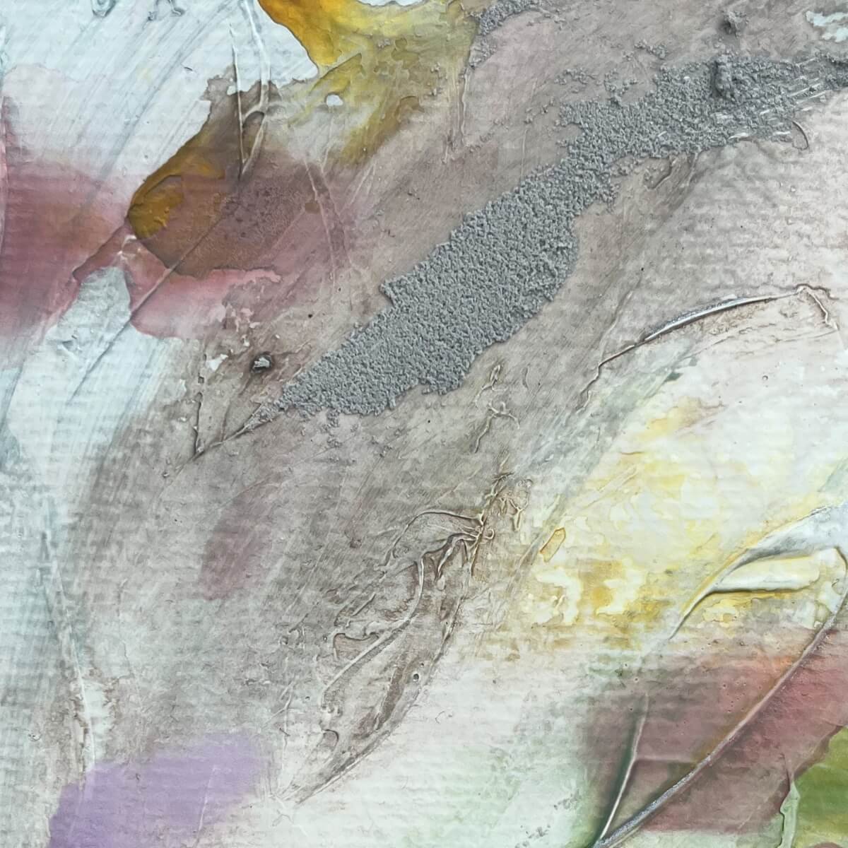 Close-up of Between the Seconds No. 5 – Highlighting subtle textures and pastel transitions in abstract calm.