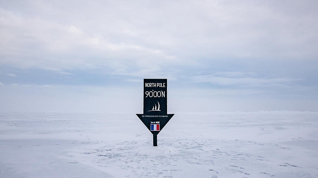 Icebreaker expedition traveling through High Arctic sea ice