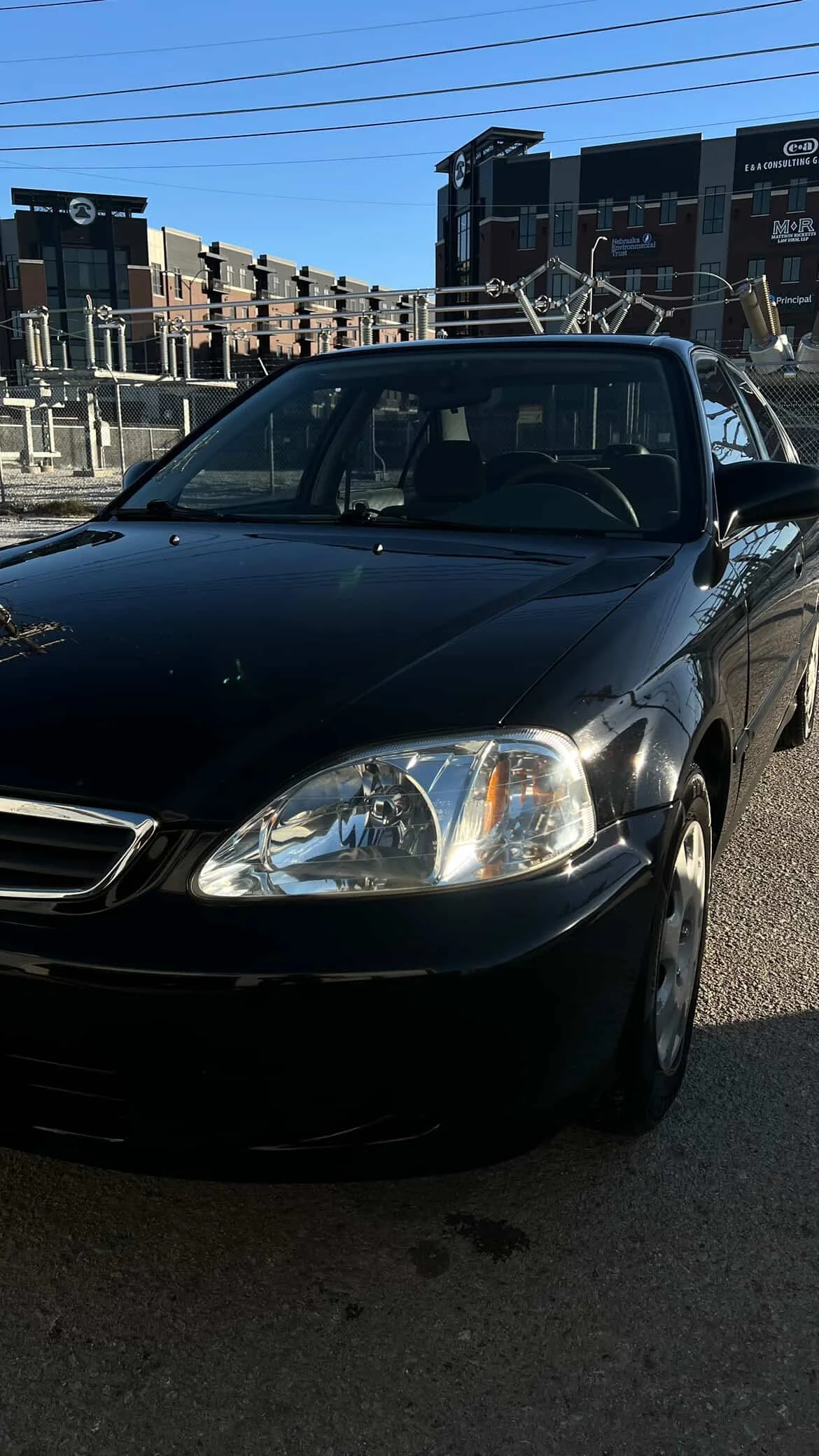 After headlight restoration on Honda Civic Type R: fully restored crystal clear headlight with UV protection coating Lincoln Nebraska