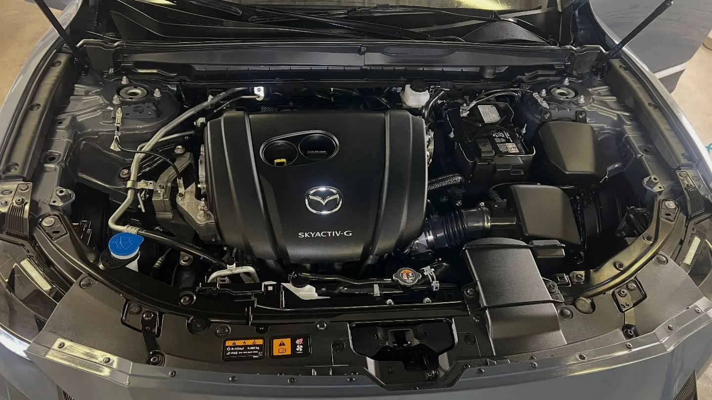 Mazda Skyactiv engine bay professional cleaning and detailing service
