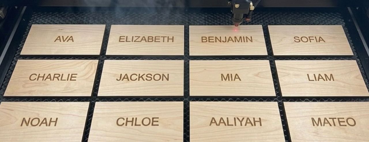 Laser engraved name personalization