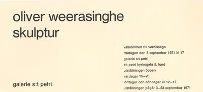 Click to view poster + press release OLIVER WEERASINGHE SKULPTUR 03 - 23.09.1971