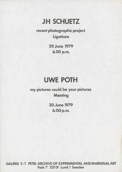 Poster of the exhibition JH SCHUETZ by 29. June 1979 