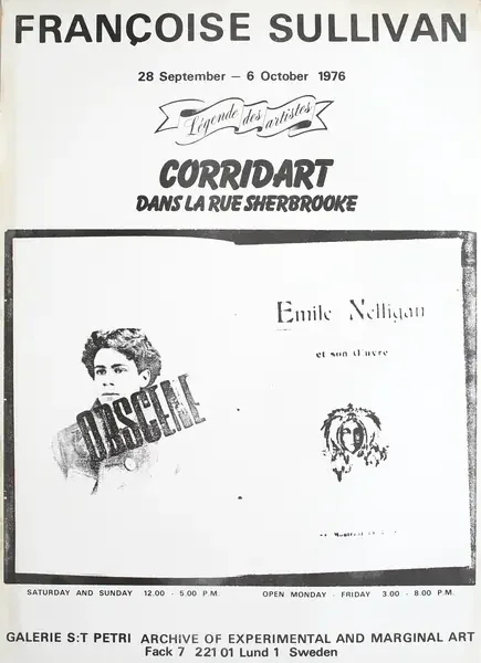 Poster of the exhibition CORRIDART DANS LA RUE SHERBROOKE by FRANÇOISE SULLIVAN 