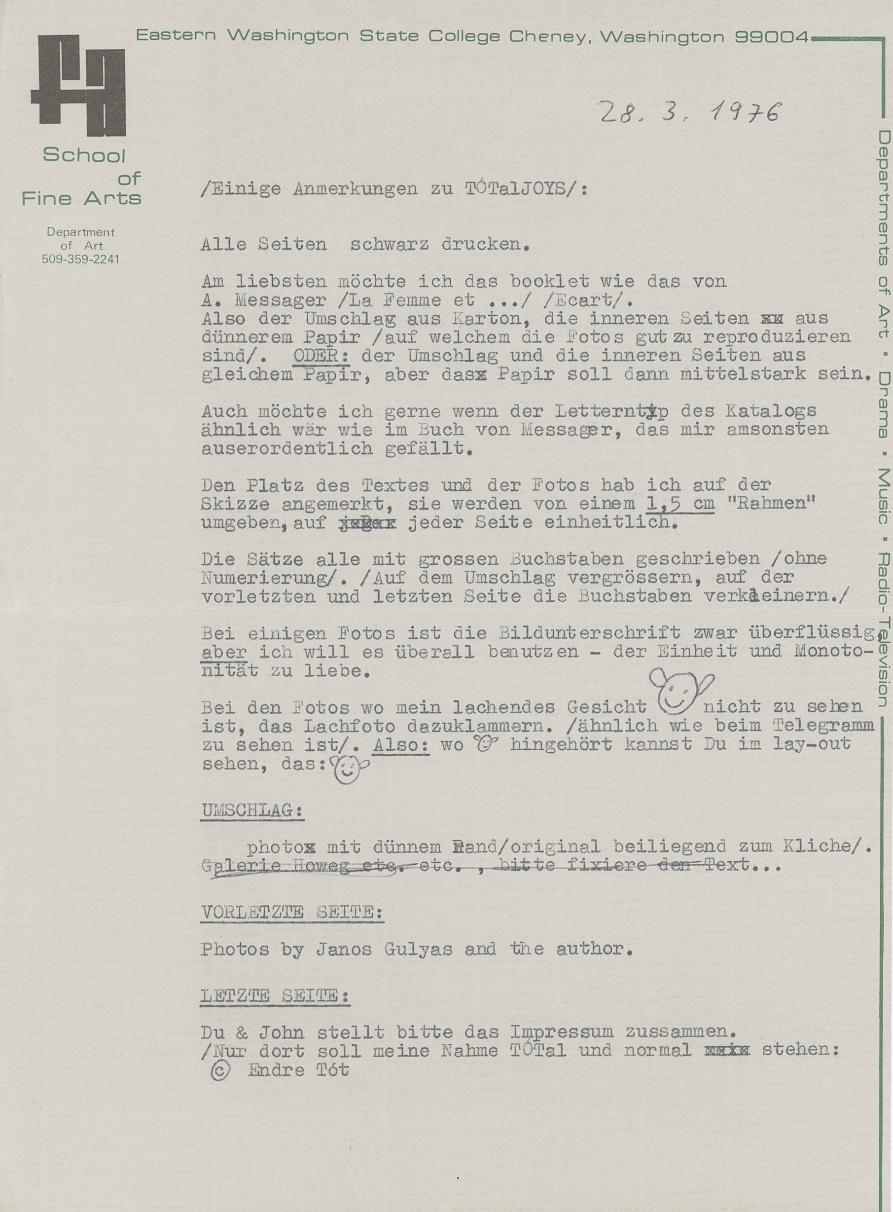 Letter dated 28.3.76 – Front