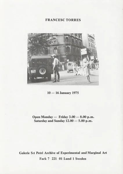 Poster of the exhibition 10.01-16.01.1975 by FRANCESC TORRES