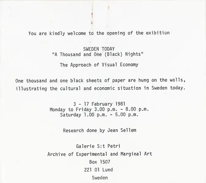 Poster of the exhibition SWEDEN TODAY by JEAN SELLEM