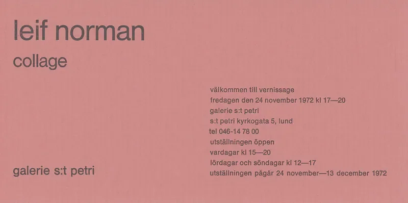 Poster of the exhibition COLLAGE by LEIF NORMAN