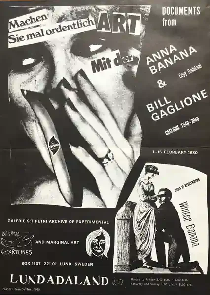 Poster of the exhibition DOCUMENTS FROM by ANNA BANANA & BILL GAGLIONE