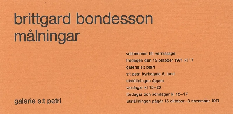 Poster of the exhibition mälningar by brittgard bondesson
