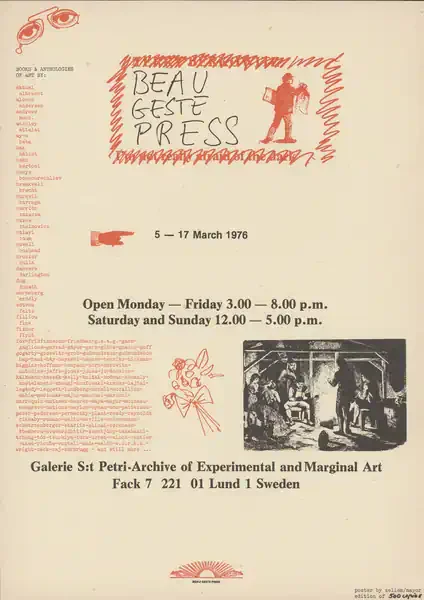Poster of the exhibition RETROSPECTIVE EXHIBITION  by BEAU GESTE PRESS