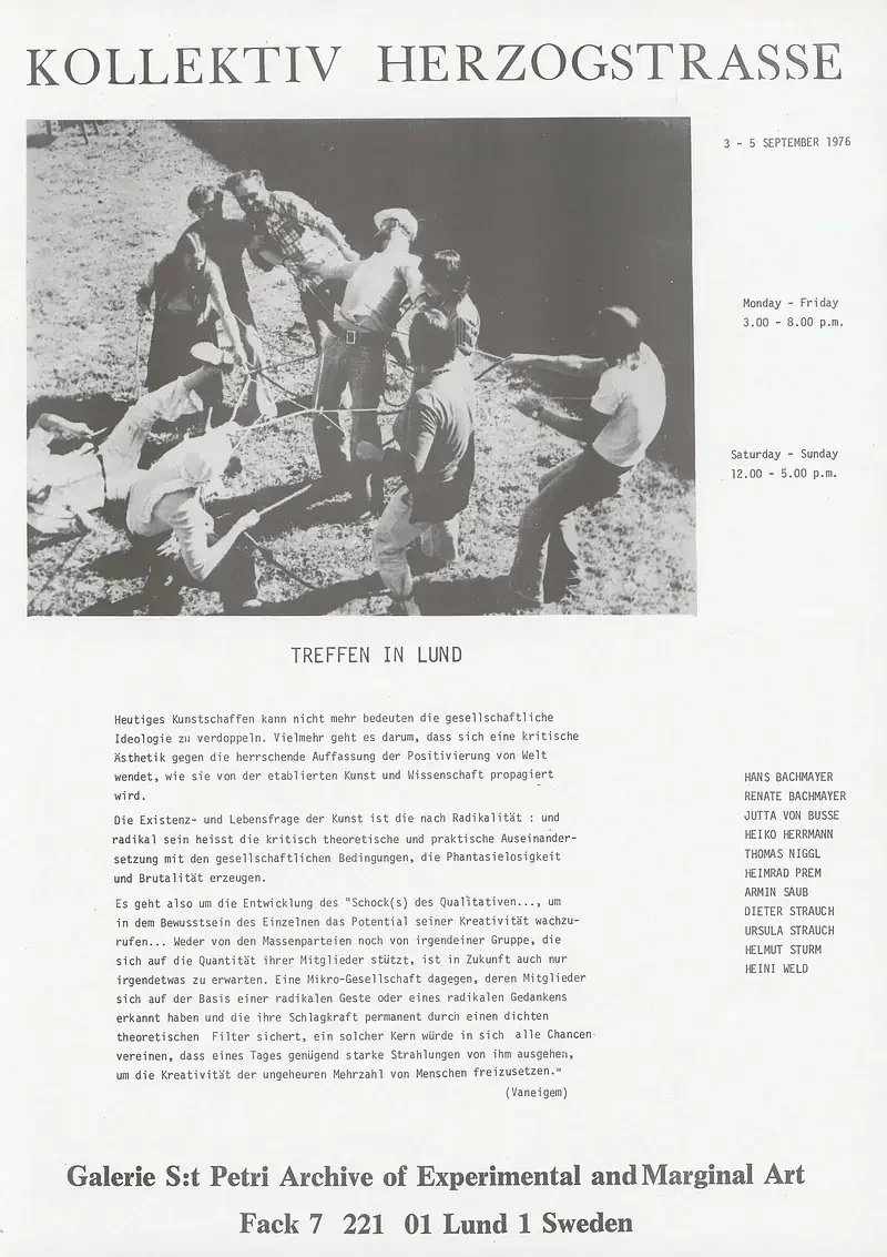 Poster of the exhibition TREFFEN IN LUND by KOLLEKTIV HERZOGSTRASSE