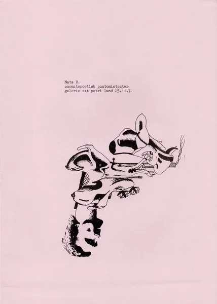 Poster of the exhibition ONOMATOPOETISK PANTOMINTEATER by MATS B.