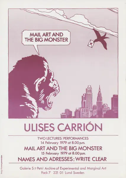 Poster of the exhibition MAIL ART AND by ULISES CARRIÓN