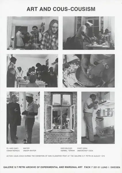 Poster of the exhibition ART AND COUS-COUSISM by 30.08.1979