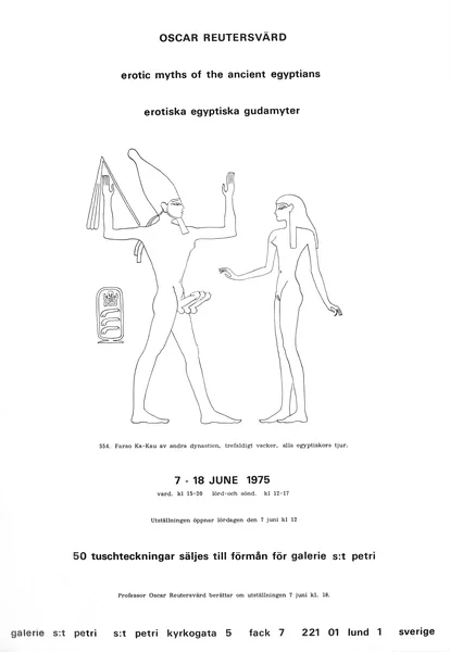 Poster of the exhibition EROTISKA EGYPTISKA GUDAMYTER by OSCAR REUTERSVARD