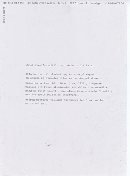 Poster of the exhibition MARIE SJÖBERG - JEAN SELLEM by OBJET TROUVÉ