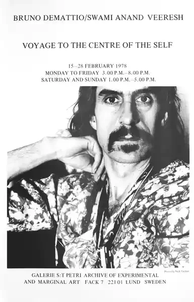 Poster of the exhibition VOYAGE TO THE CENTRE OF THE SELF by BRUNO DEMATTIO / SWAMI ANAND VEERESH