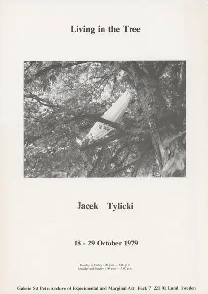 Poster of the exhibition LIVING IN THE TREE by JACEK TYLICKI 