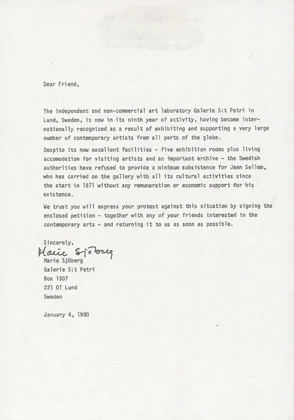 Poster of the exhibition LETTER OF APPEAL by MARIE SJÖBERG