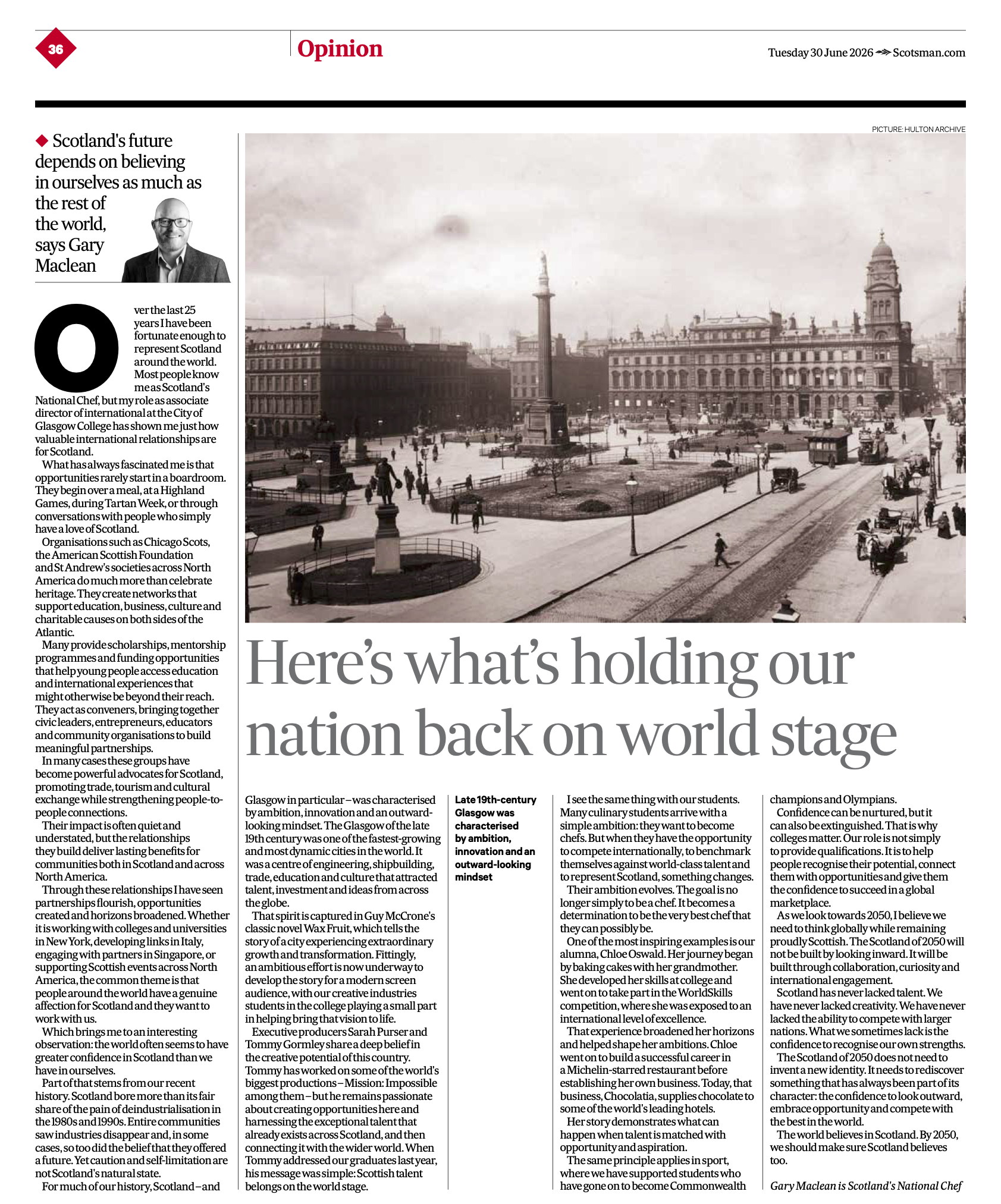 Gary MacLean in The Scotsman: Here's what's holding our nation back on world stage