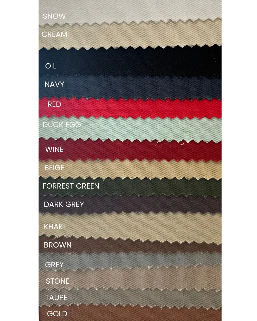 Bull Denim fabric colours