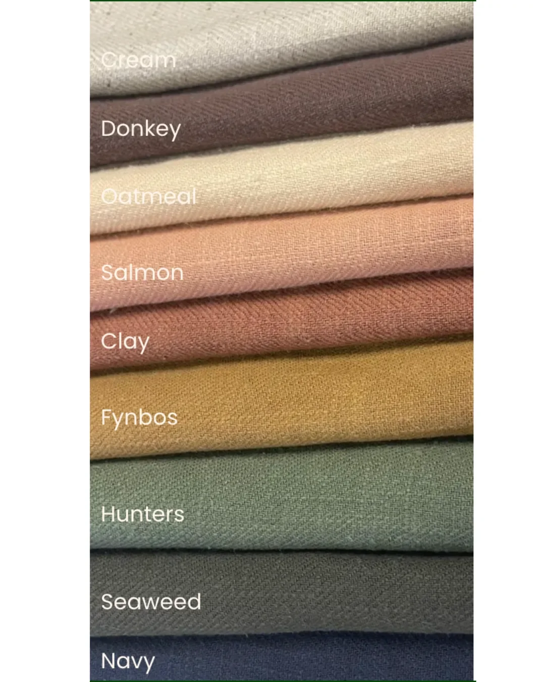 Ramie fabric colours