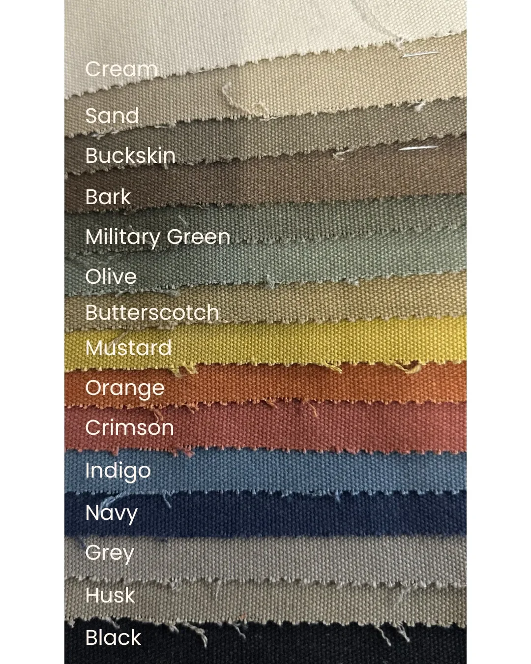 Canvas fabric colours