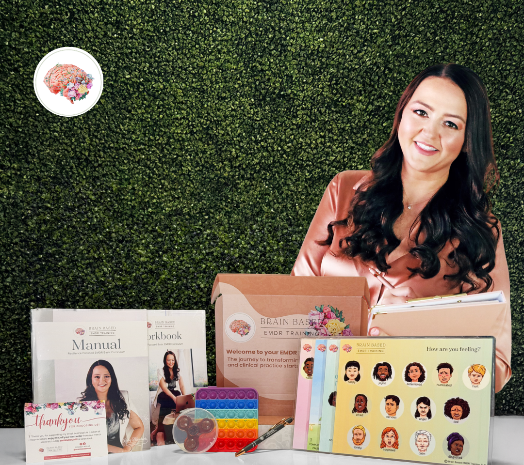 Brain-Based EMDR training box with workbooks, resource cards, and curated materials