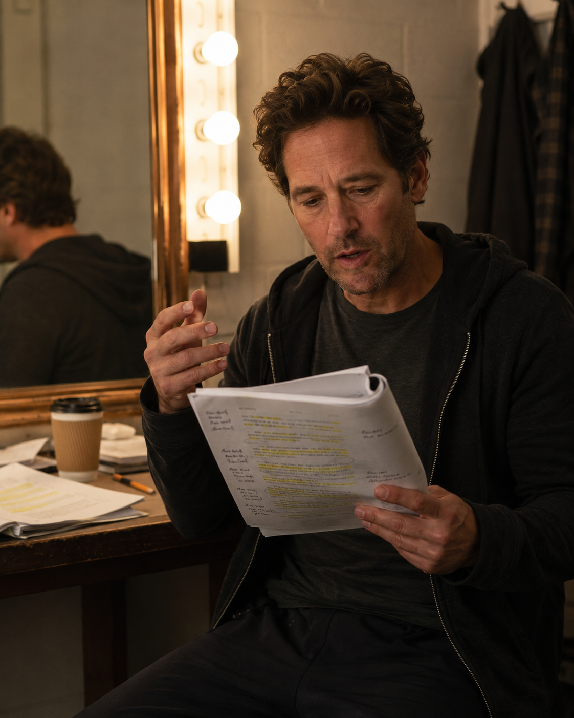 Actor preparing in dressing room