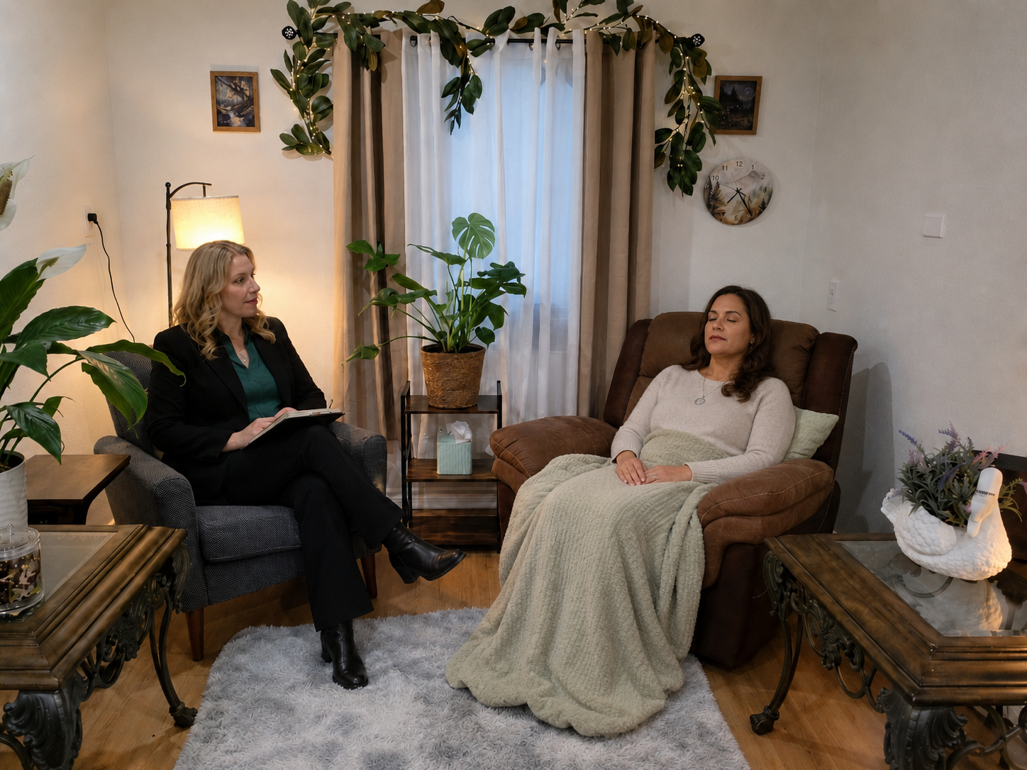 In-person hypnotherapy session in progress in Temple, TX office