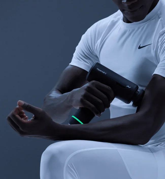 Hypervolt 3 percussion massager used as part of an everyday recovery routine