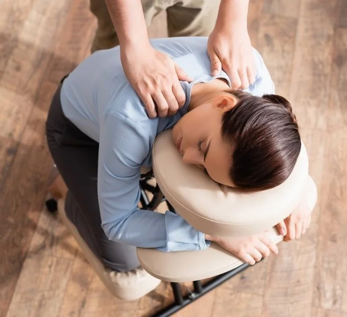 Chair massage at a workplace event
