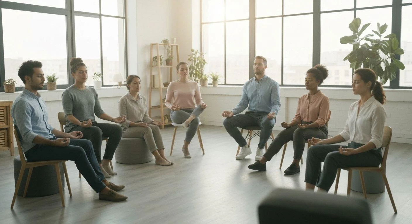 People participating in a seated mindfulness session
