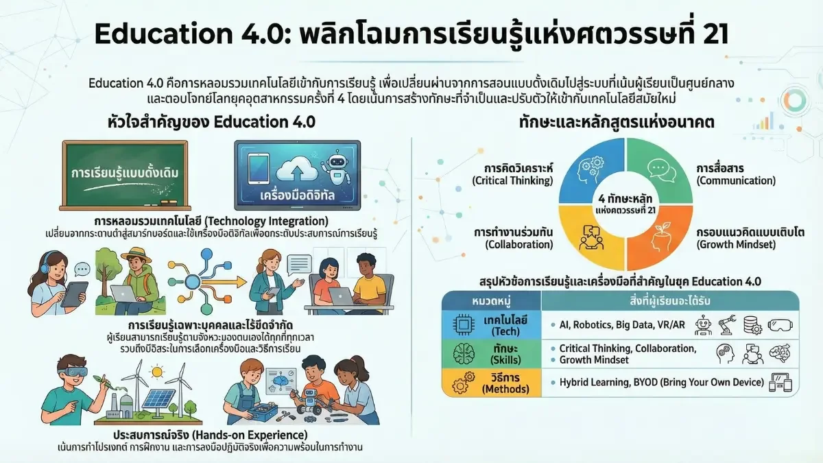 Education 4.0 คืออะไร เทคโนโลยีการศึกษา Smart School และทักษะแห่งศตวรรษที่ 21