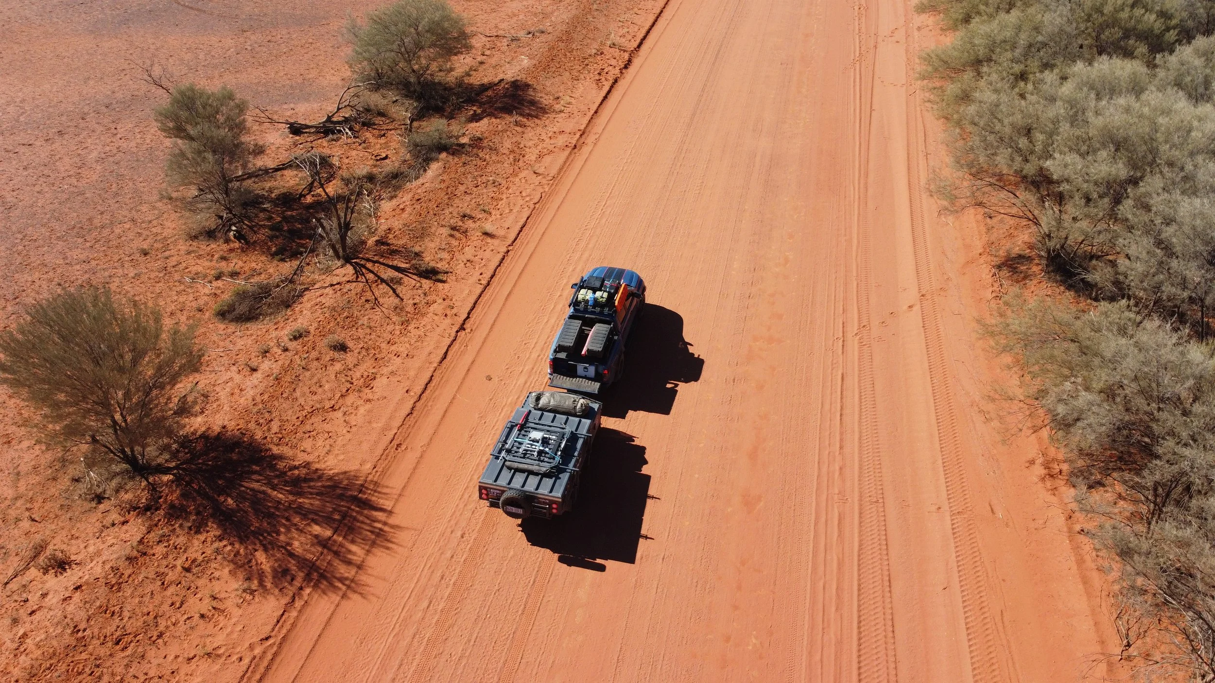 Aerial view of the Opus OP4 camper trailer in the outback