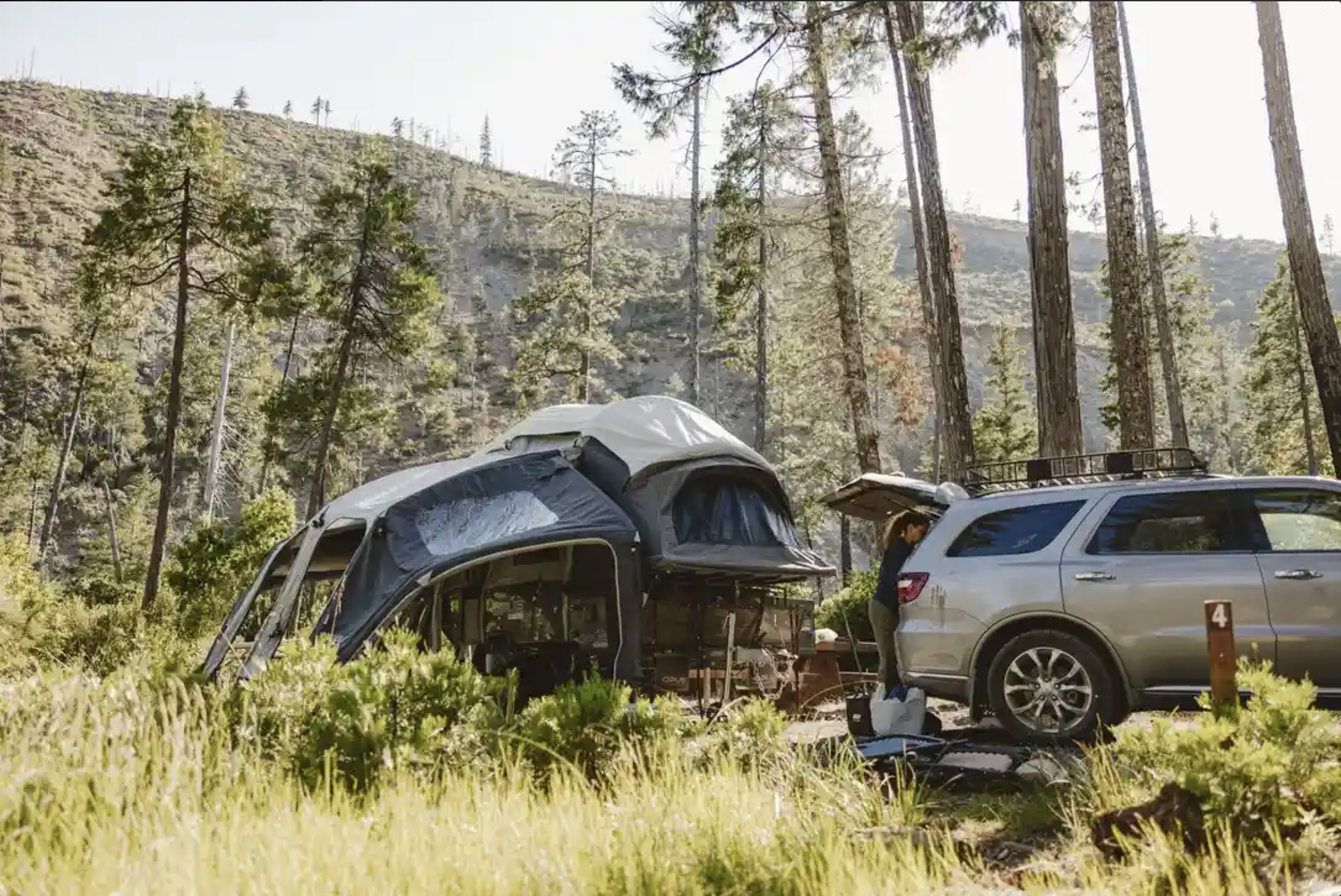 Woodstock Opus OP4 camper trailer camped in forest