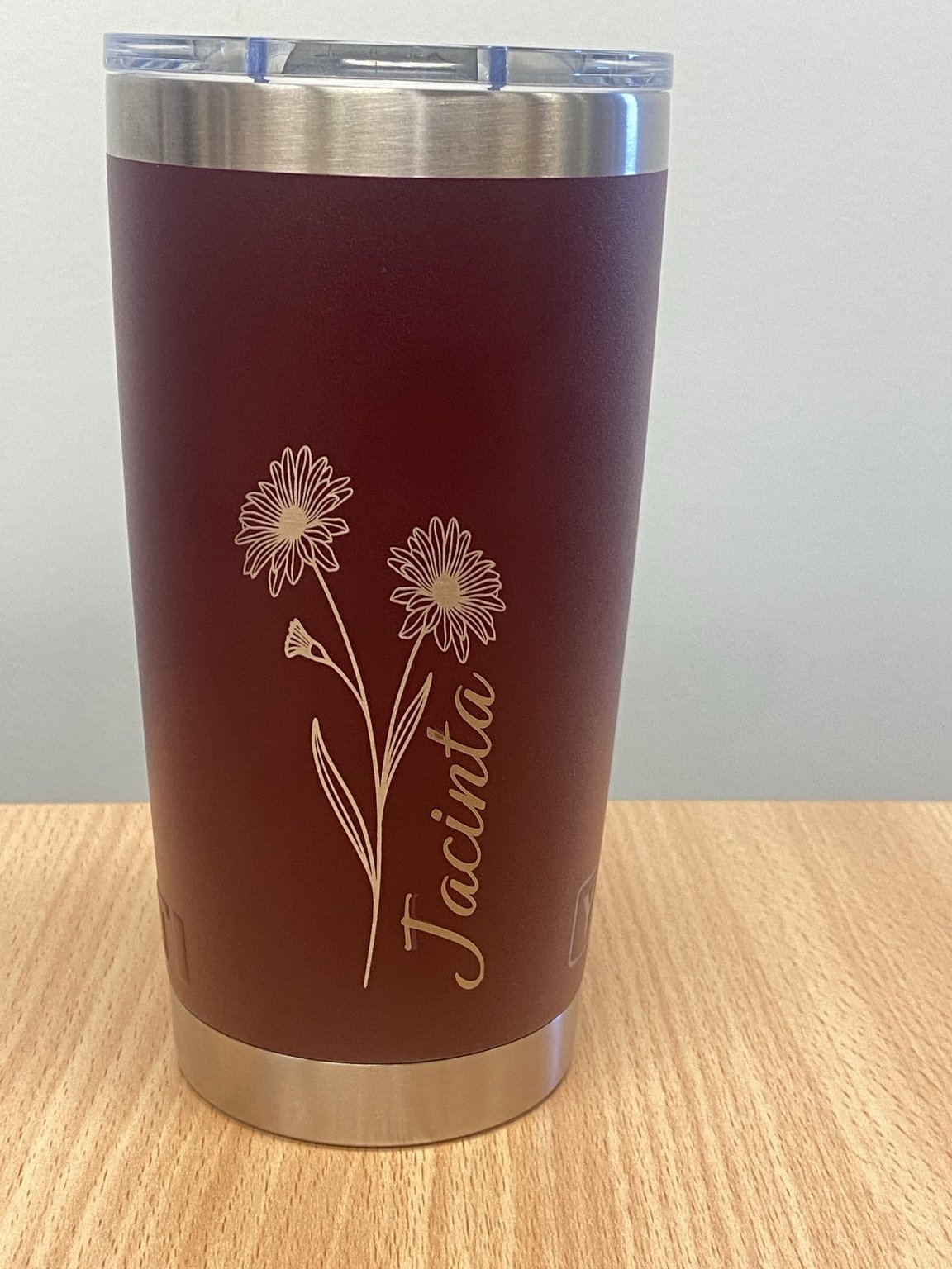 Jacinta wildflower engraved tumbler
