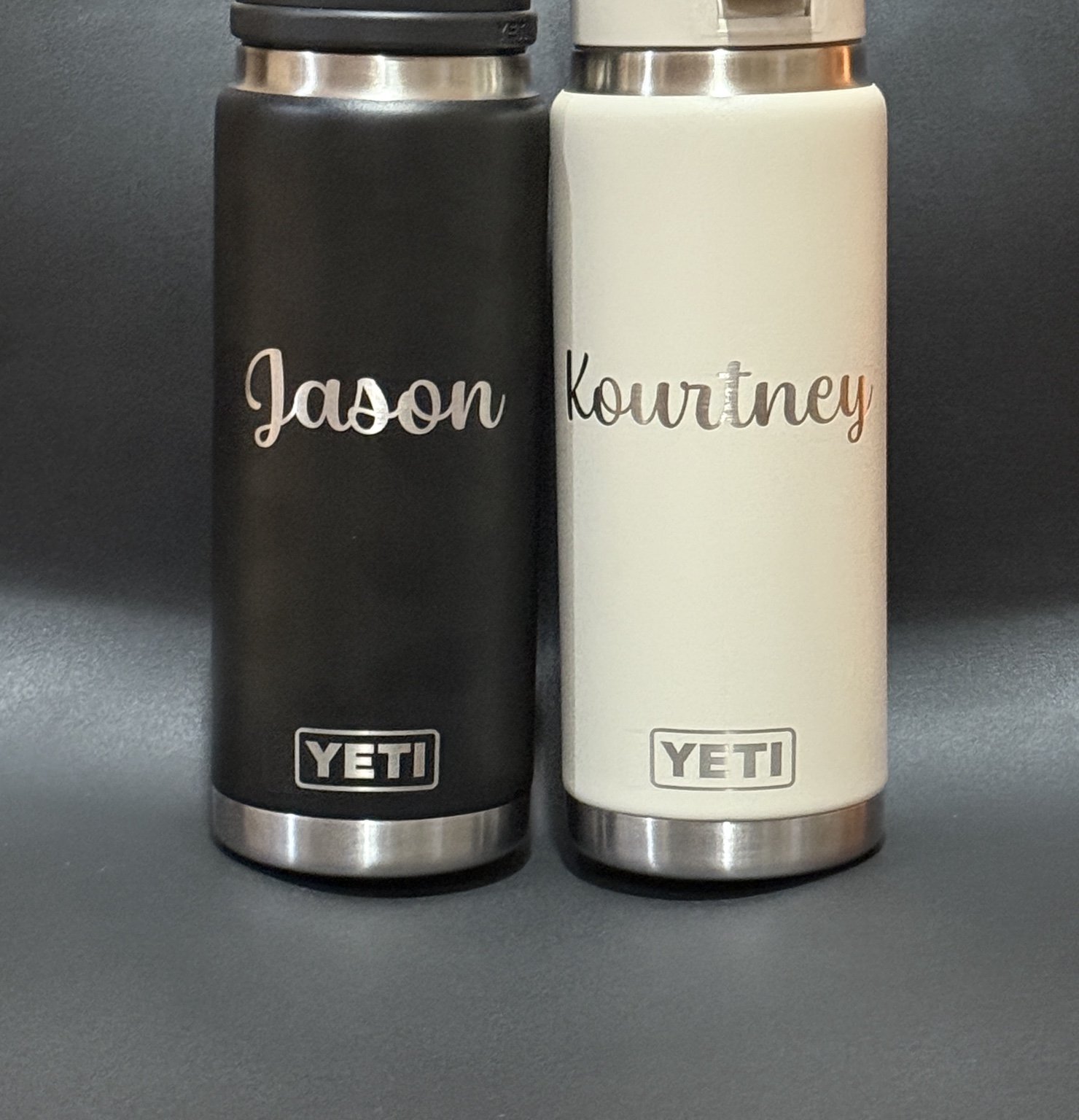 Jason and Kourtney engraved bottles