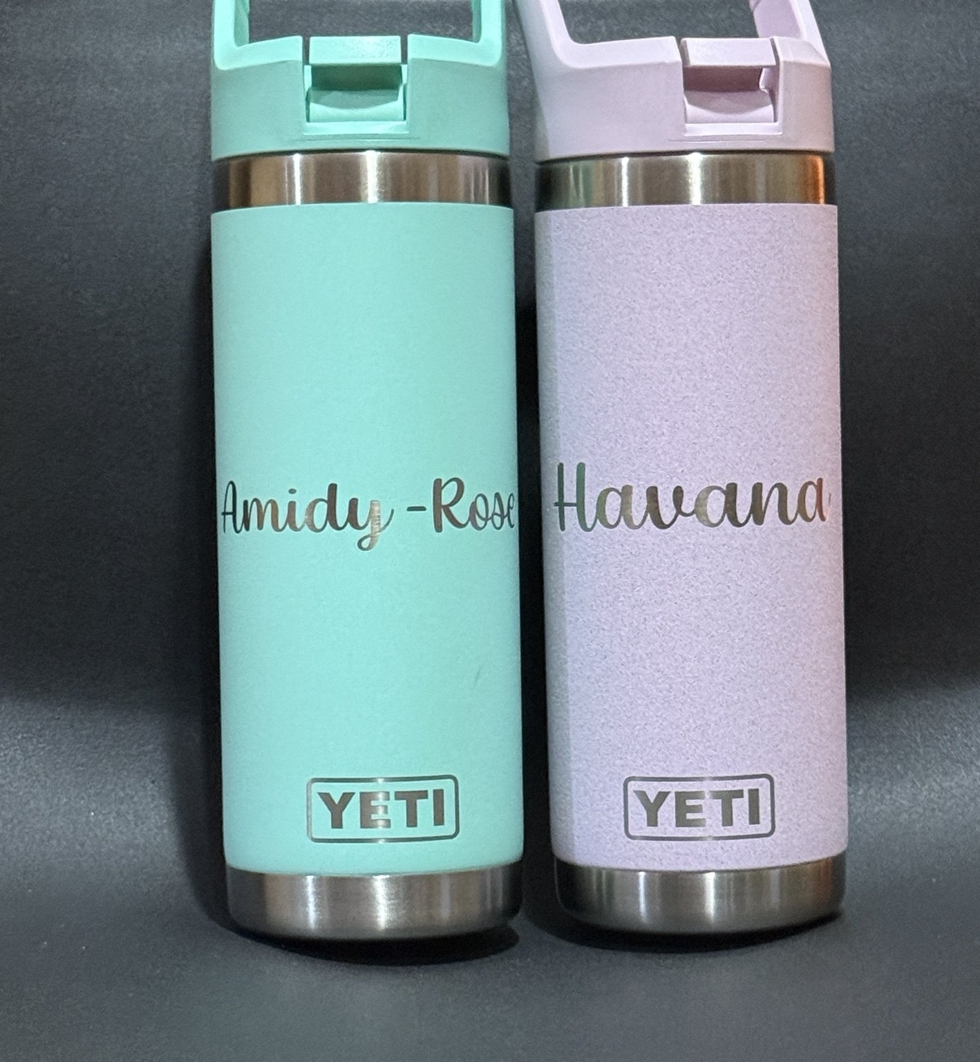 Amidy-Rose and Havana pastel engraved bottles