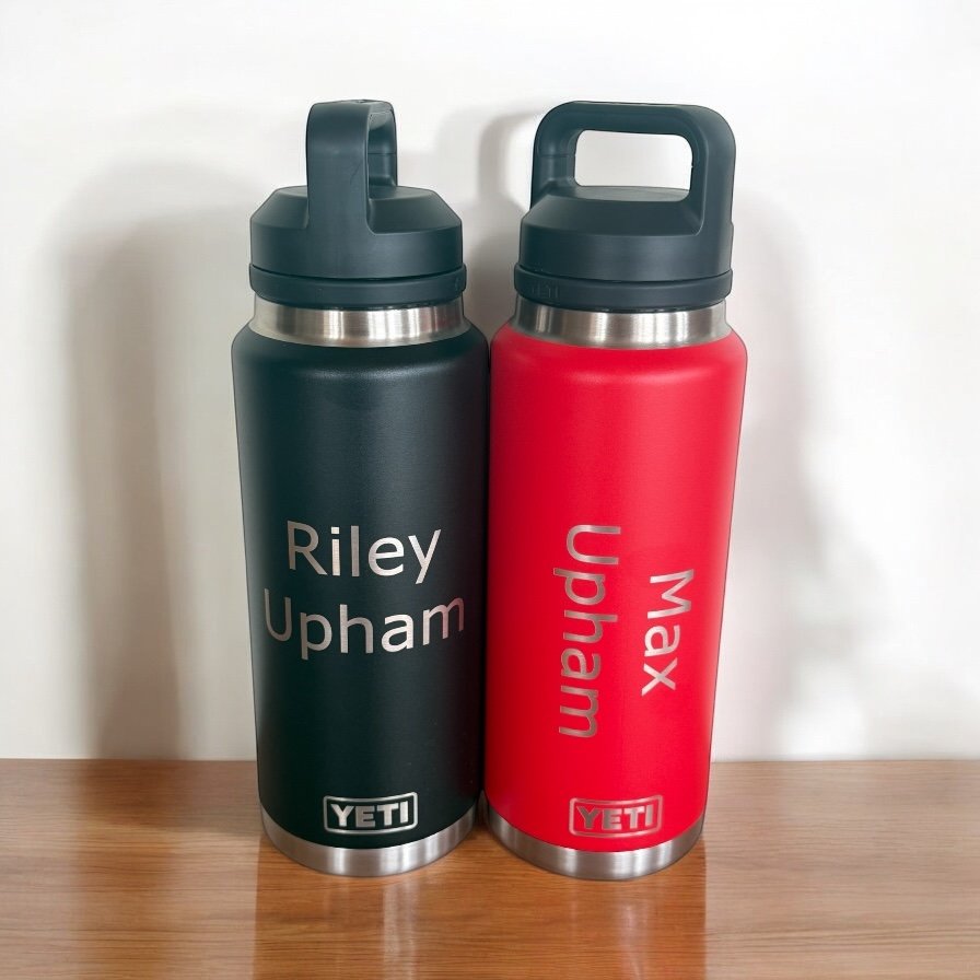 Riley and Max personalised bottles