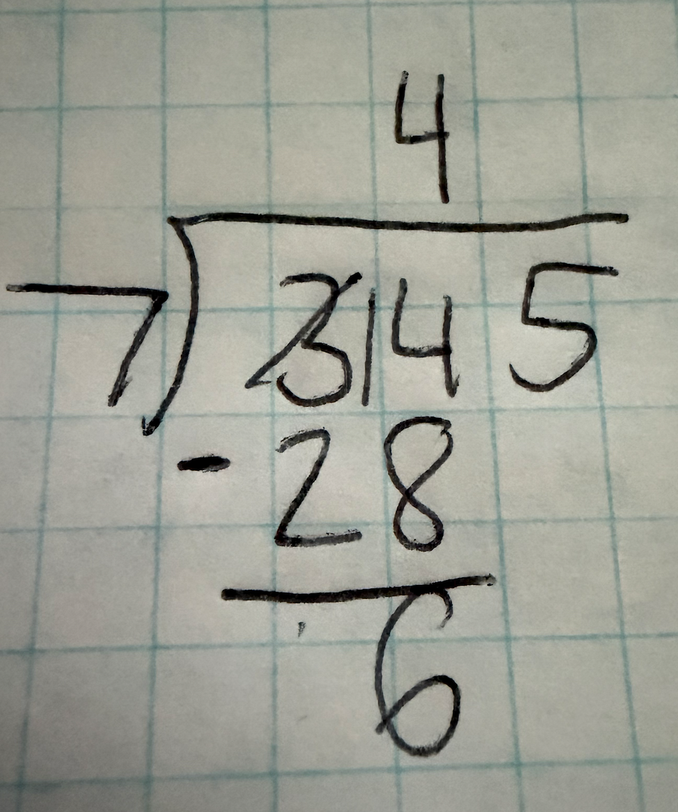 Long division first step reference, continued