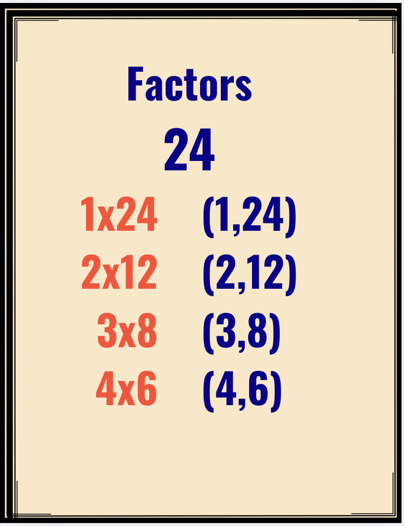 Factor pairs reference