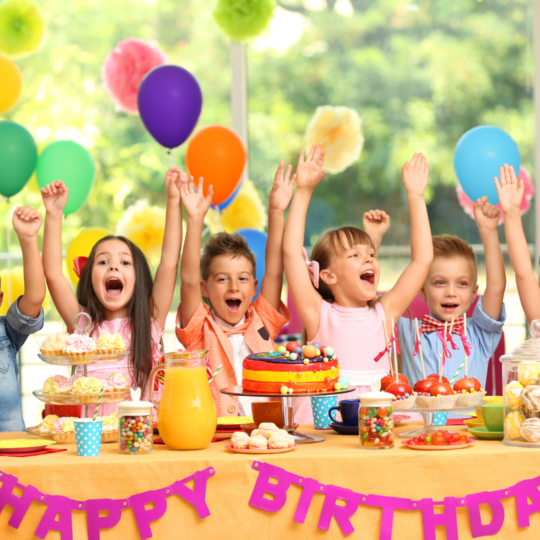 Kids with party food