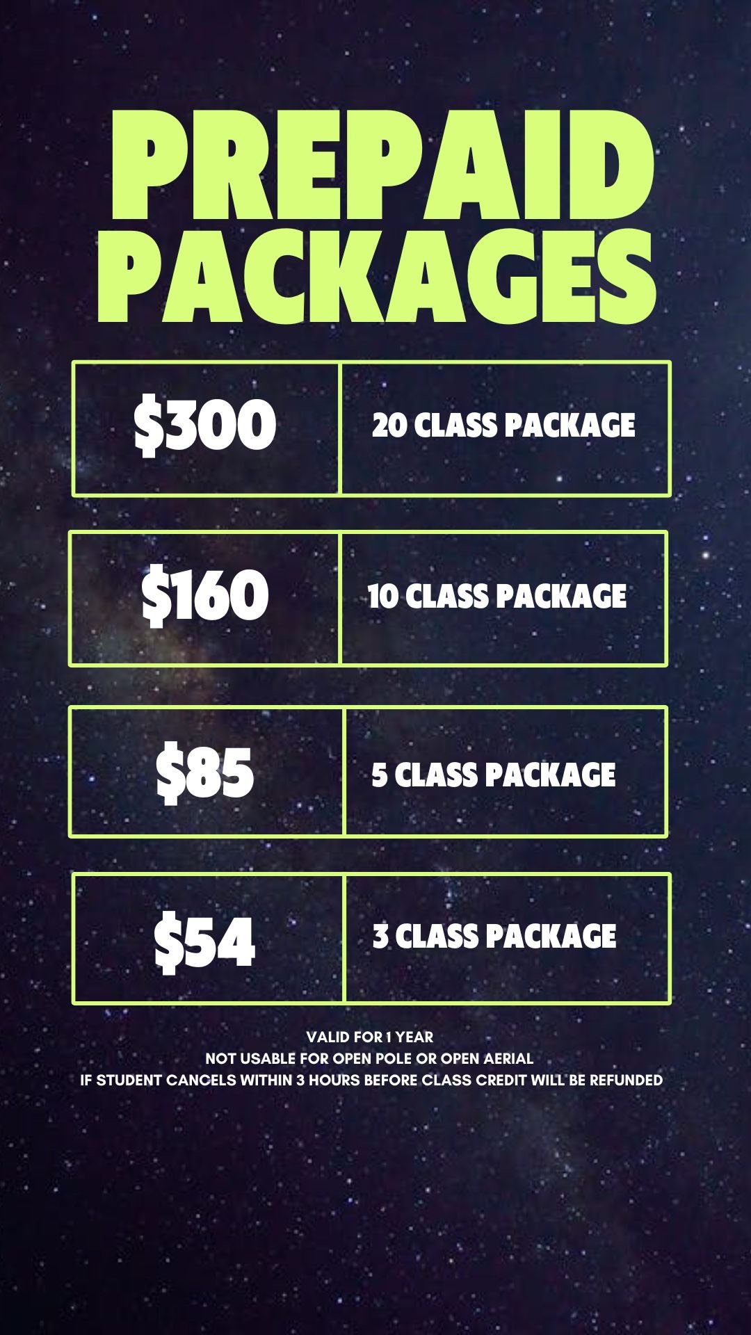 Prepaid Class Packages