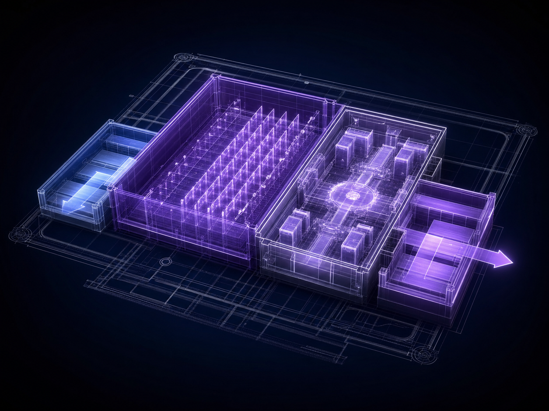 Abstract advanced prompt engineering illustration with prompt systems, structured instructions, AI workflow architecture, and deep purple accents