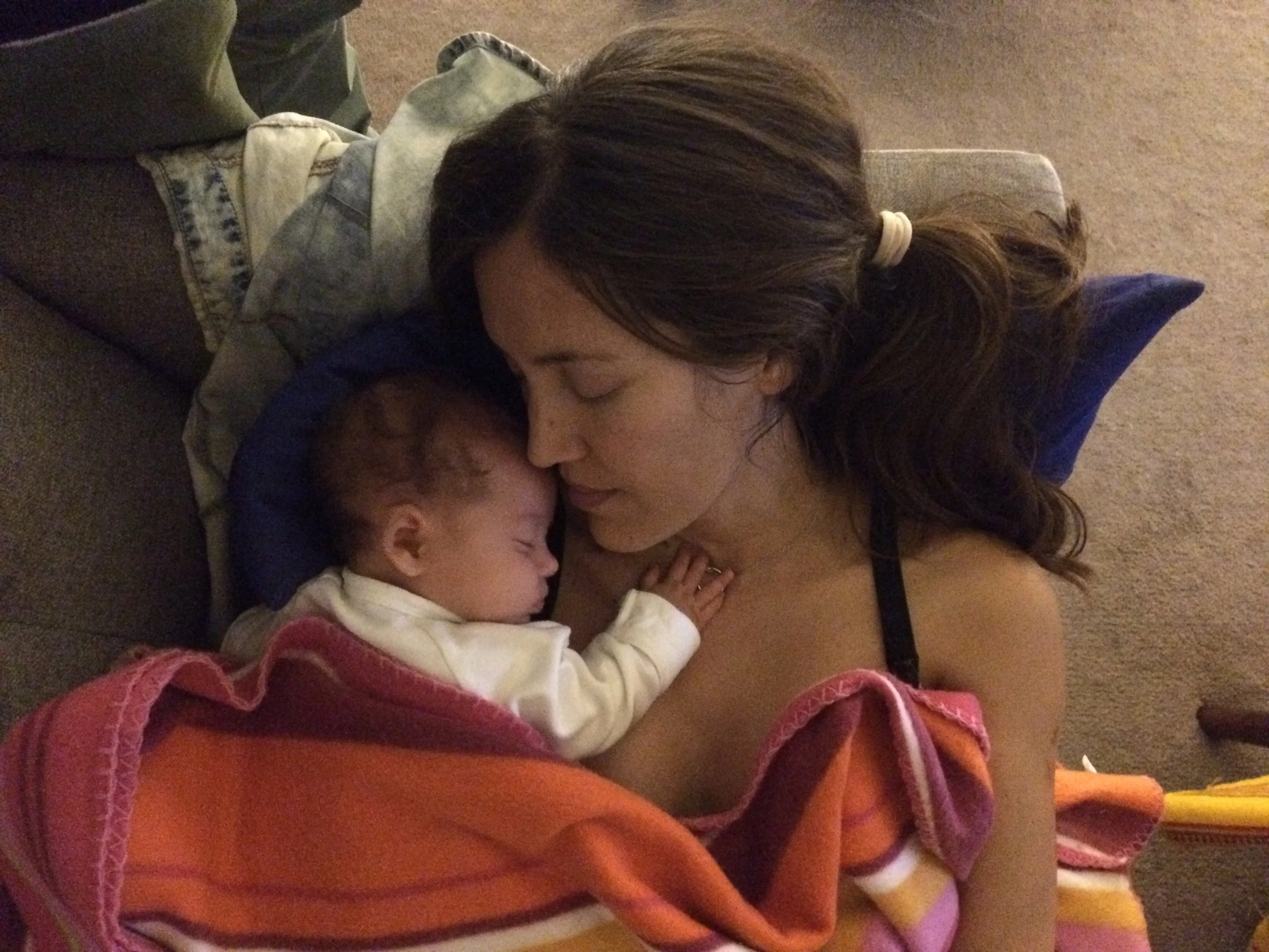 An exhausted mother