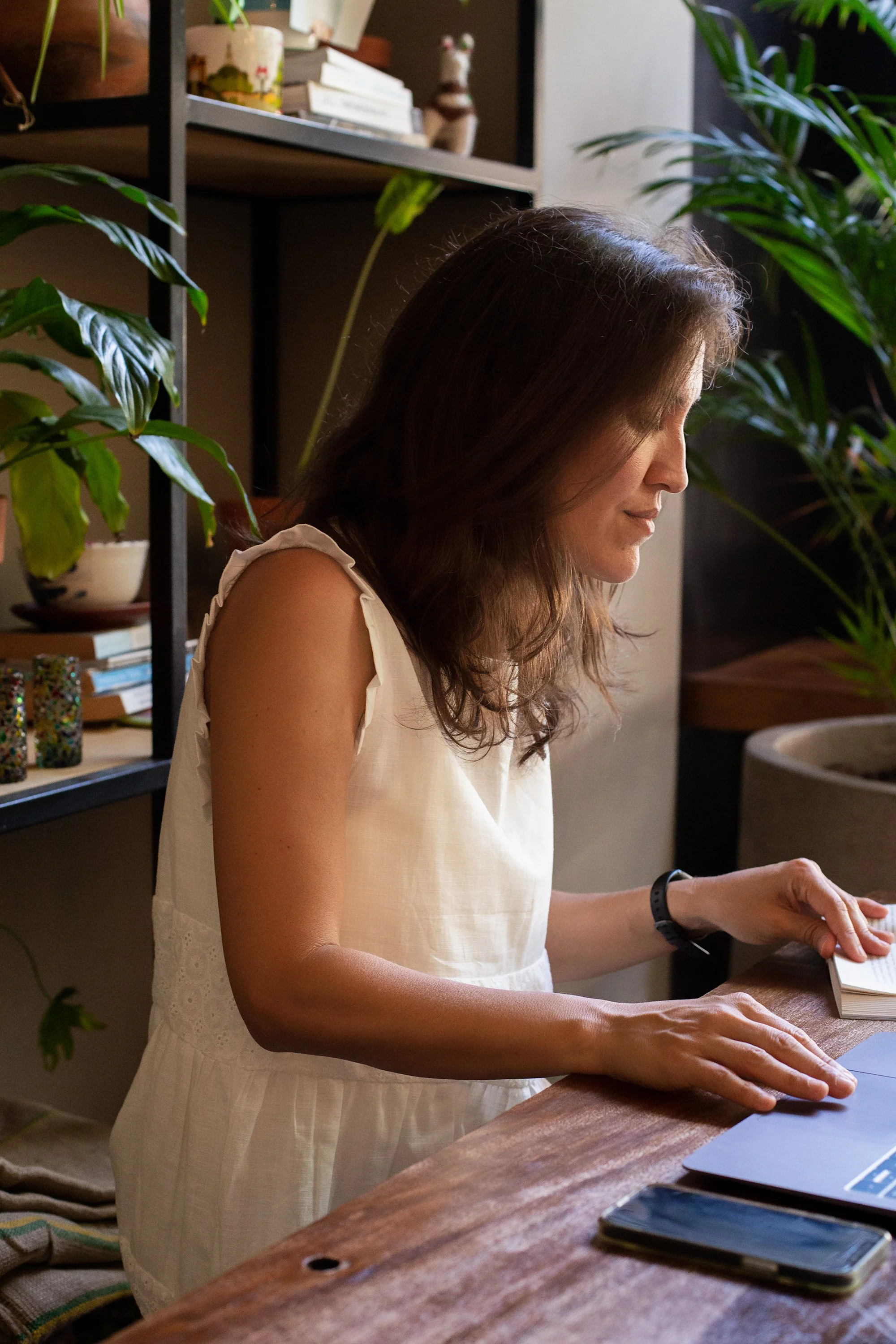 Andi Salcedo at her desk