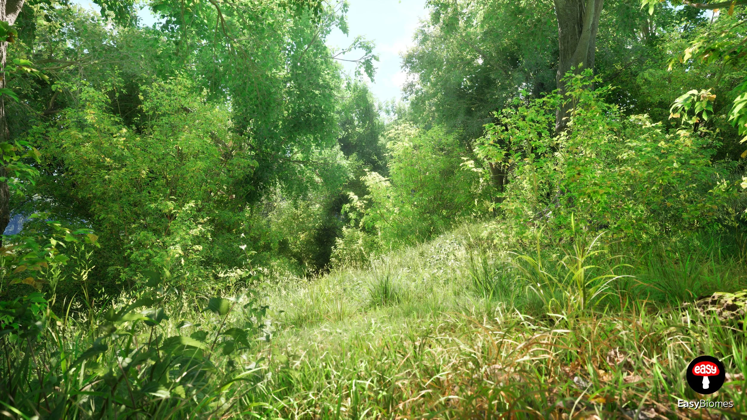 Cinematic forest belt drawn with splines