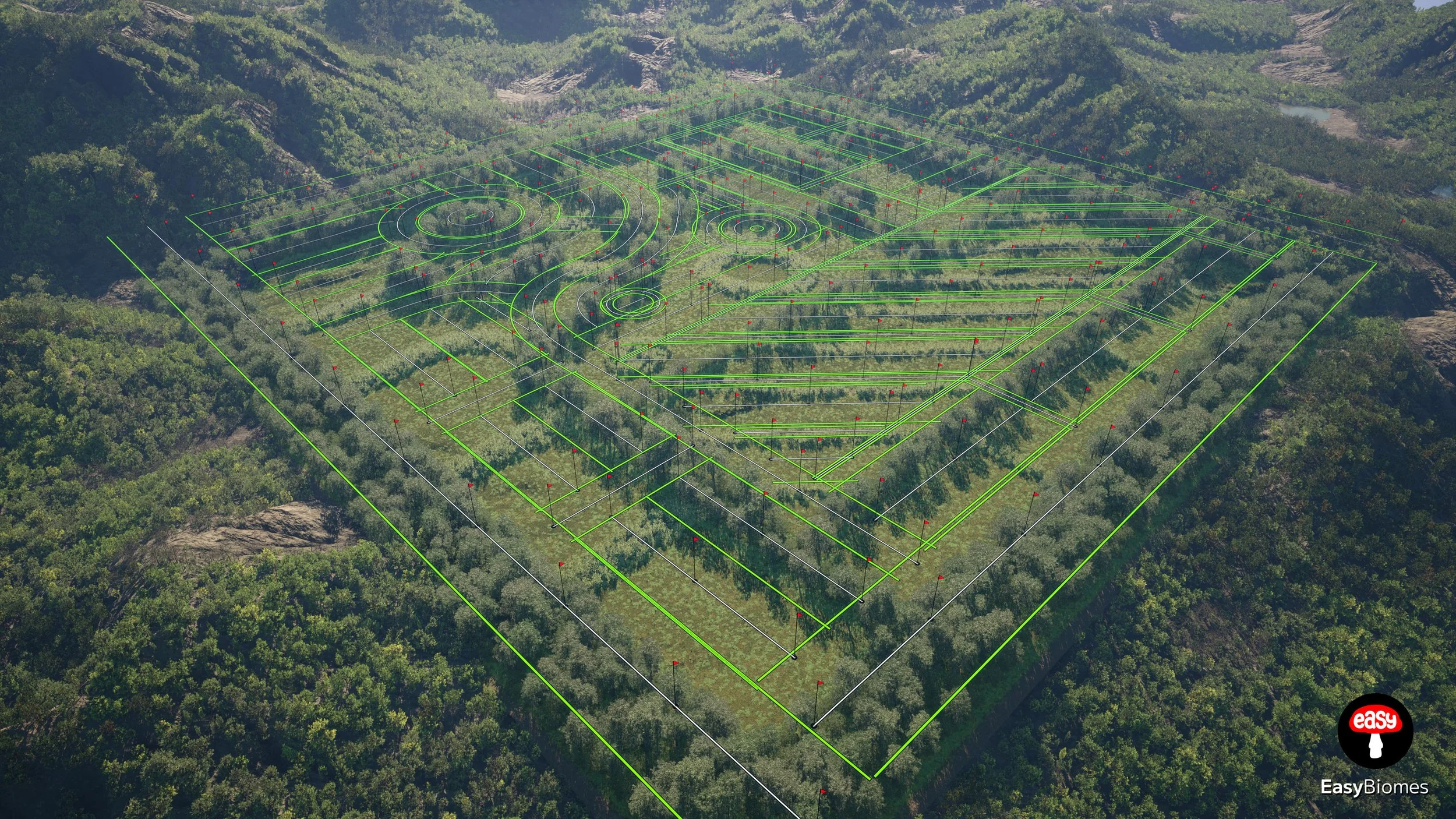 Forest belt along roads and paths